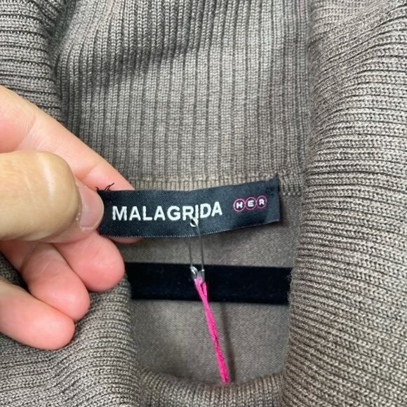 Malagrida Her Brown Cowl Neck Long Sleeve Wool Blend Dress Large Italian NWT - Picture 5 of 12